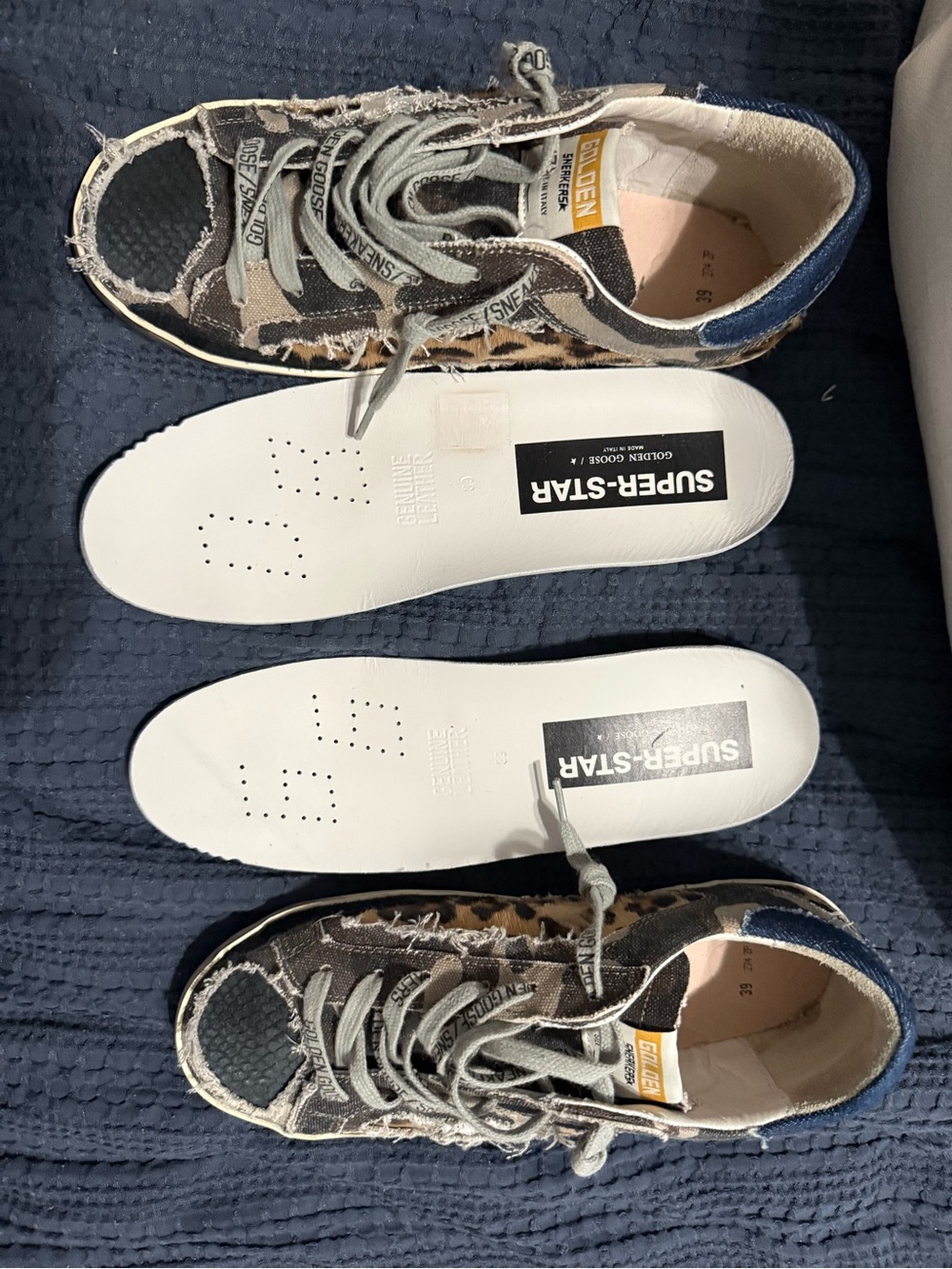 Golden Goose womens Sneakers in Leopard, Black & Blue